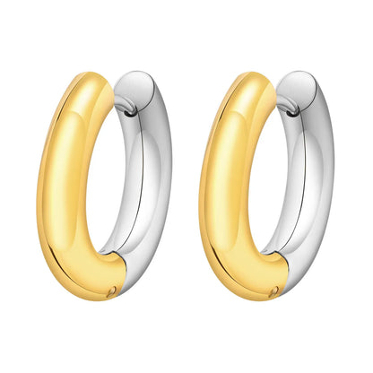 1 Pair Simple Style Cool Style Color Block Plating Stainless Steel 18k Gold Plated Hoop Earrings