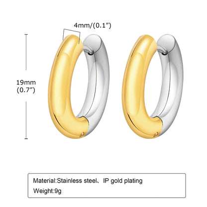 1 Pair Simple Style Cool Style Color Block Plating Stainless Steel 18k Gold Plated Hoop Earrings