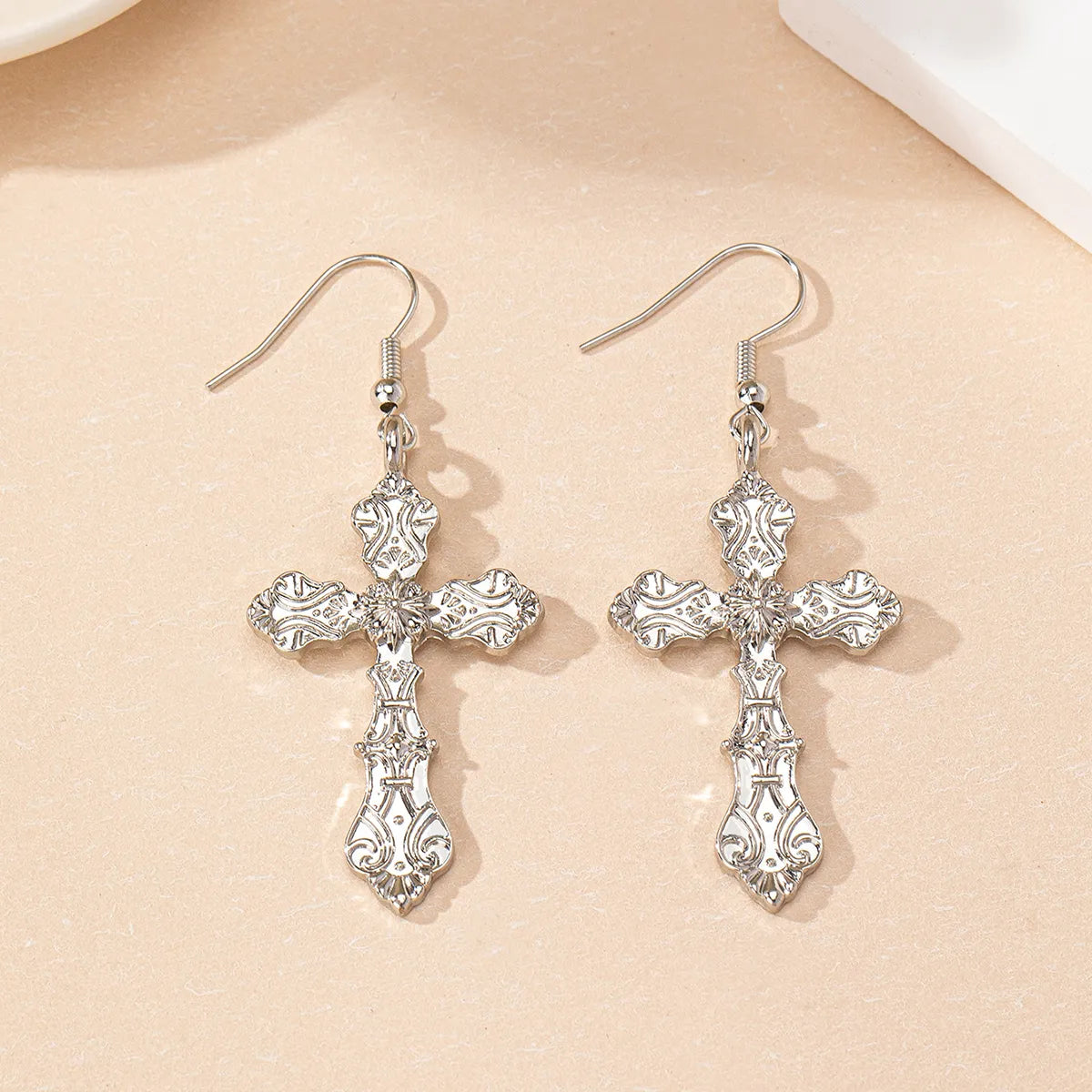 1 Pair Simple Style Cross Alloy Drop Earrings