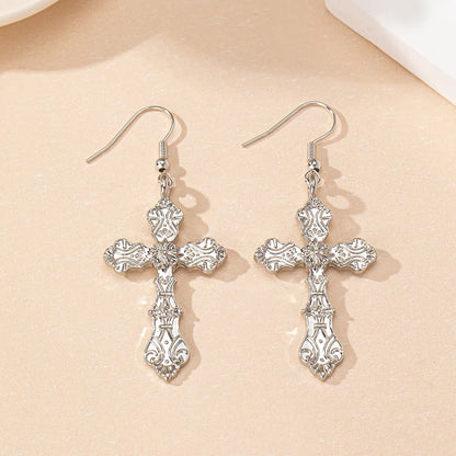 1 Pair Simple Style Cross Alloy Drop Earrings