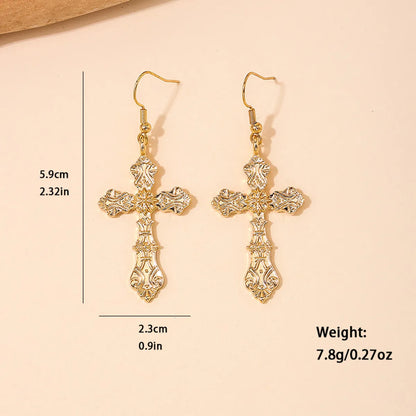 1 Pair Simple Style Cross Alloy Drop Earrings