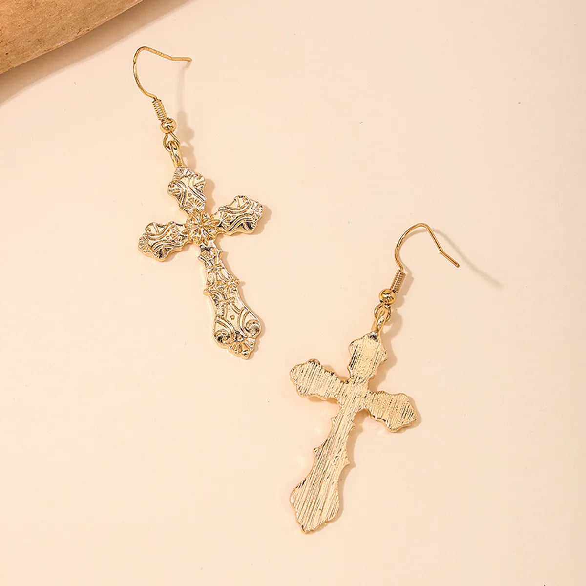 1 Pair Simple Style Cross Alloy Drop Earrings