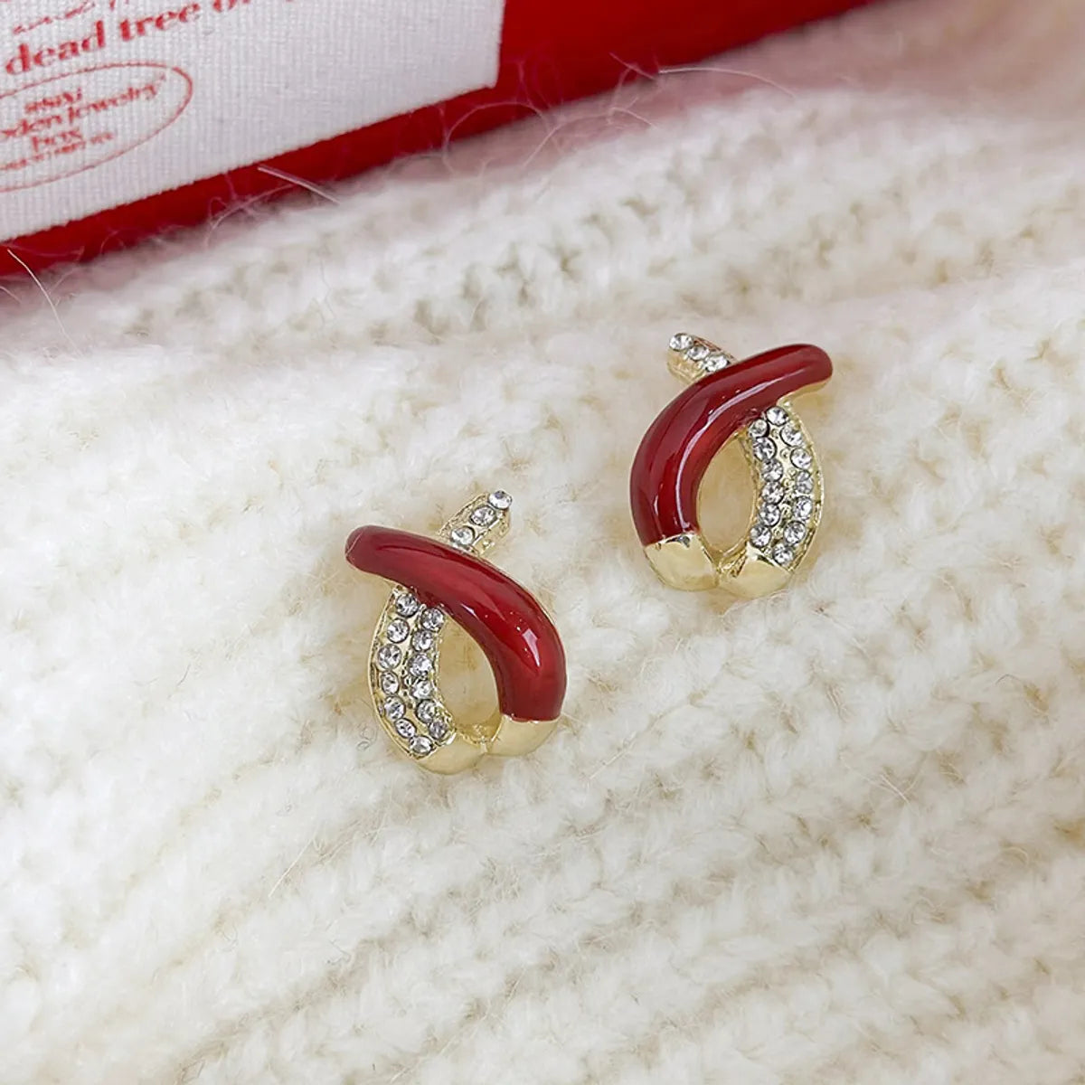 1 Pair Simple Style Cross Inlay Alloy Rhinestones Ear Studs