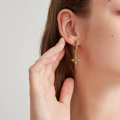 1 Pair Simple Style Cross Plating Copper Gold Plated Drop Earrings