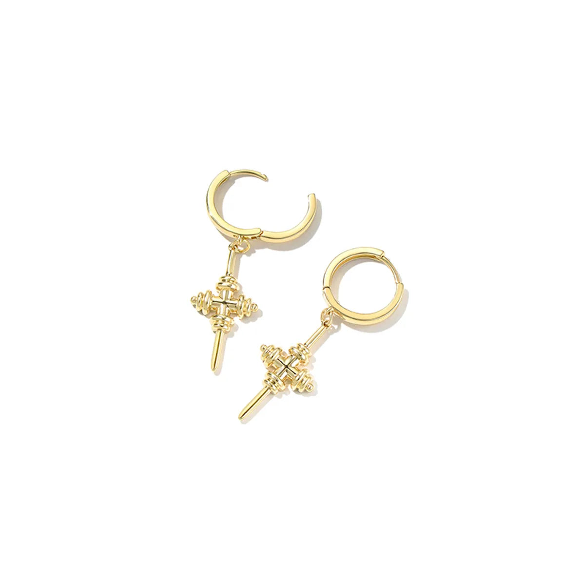 1 Pair Simple Style Cross Plating Copper Gold Plated Drop Earrings