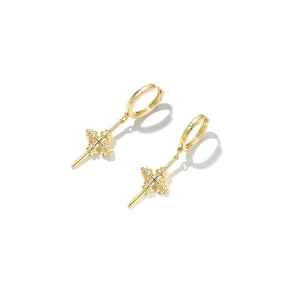 1 Pair Simple Style Cross Plating Copper Gold Plated Drop Earrings