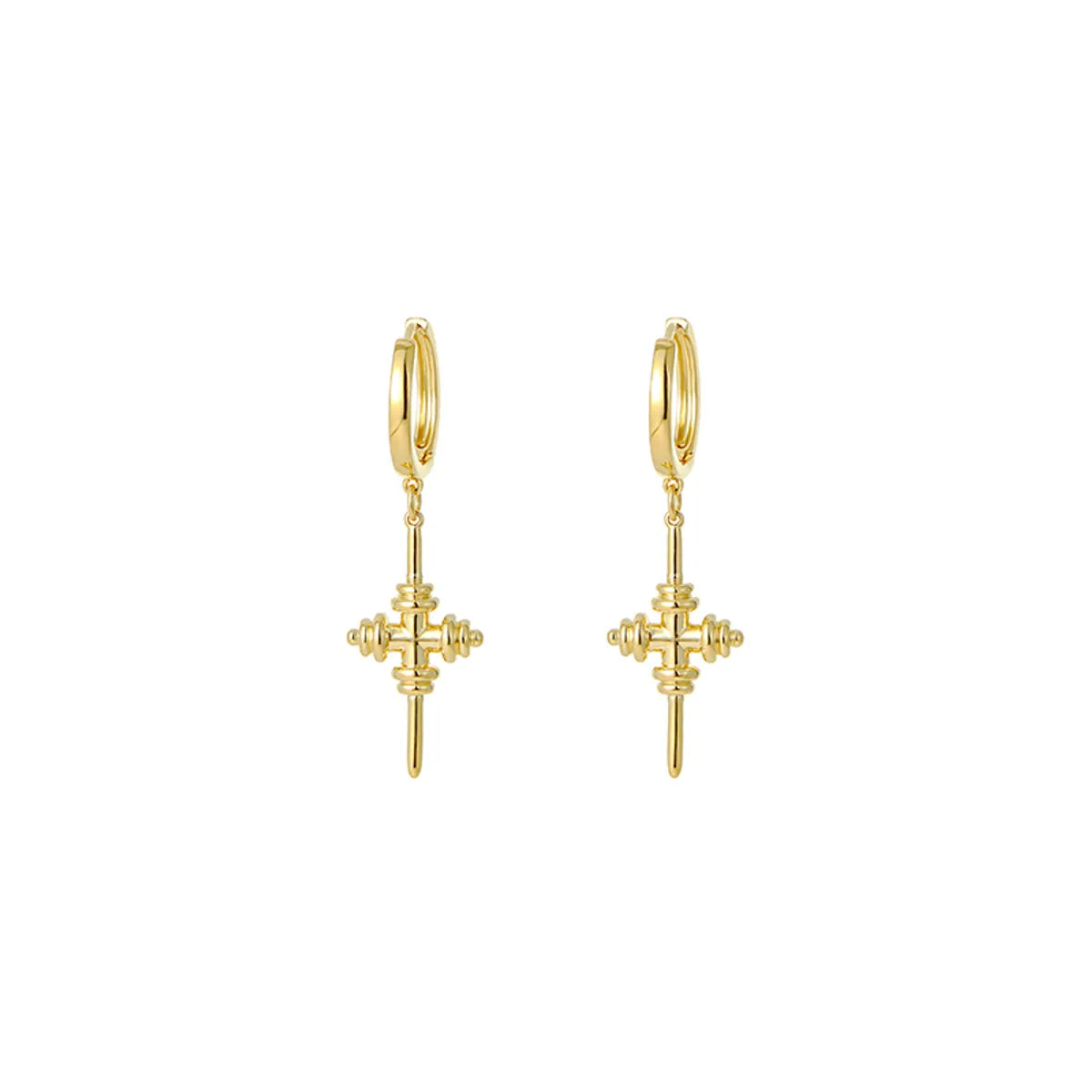 1 Pair Simple Style Cross Plating Copper Gold Plated Drop Earrings