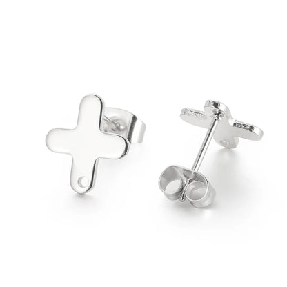 1 Pair Simple Style Cross Plating Stainless Steel Ear Studs