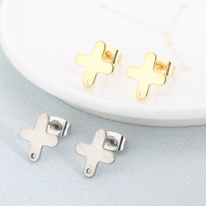 1 Pair Simple Style Cross Plating Stainless Steel Ear Studs