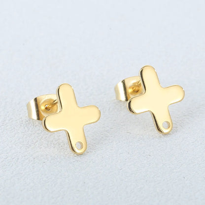 1 Pair Simple Style Cross Plating Stainless Steel Ear Studs