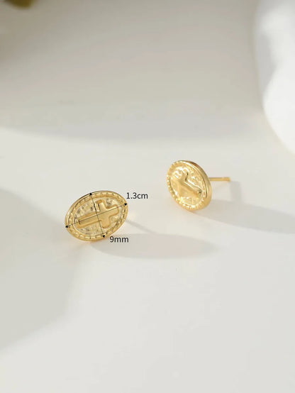 1 Pair Simple Style Cross Stainless Steel 18k Gold Plated Ear Studs