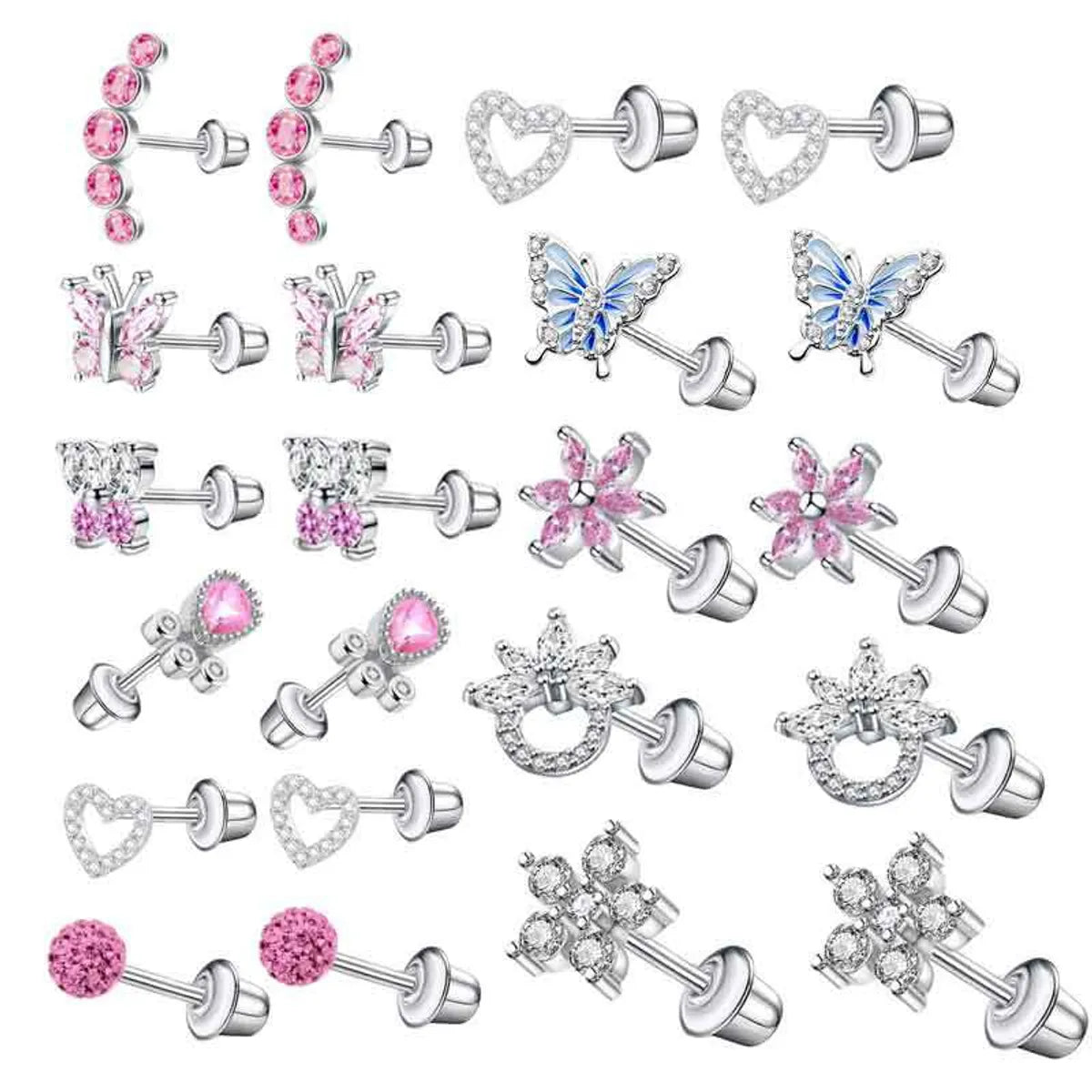 1 Pair Simple Style Cross Star Butterfly Plating Inlay Stainless Steel Zircon Ear Studs