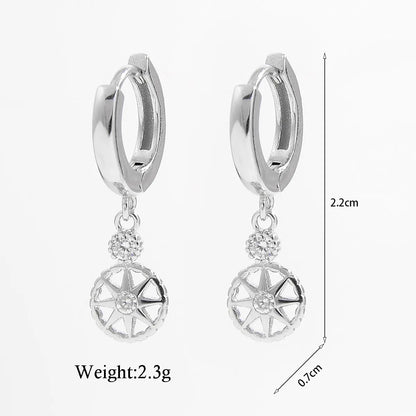 1 Pair Simple Style Cross Star Heart Shape Plating Inlay Sterling Silver Zircon White Gold Plated Rhodium Plated Drop Earrings