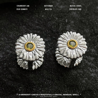 1 Pair Simple Style Daisy Inlay Copper Rhinestones White Gold Plated Earrings