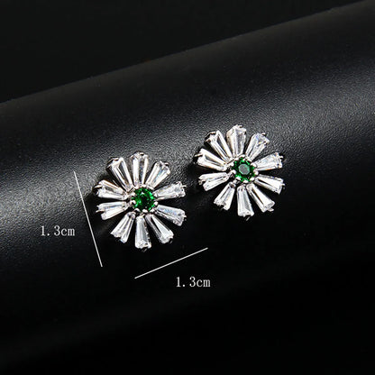 1 Pair Simple Style Daisy Plating Inlay Copper Zircon 18k Gold Plated Ear Studs