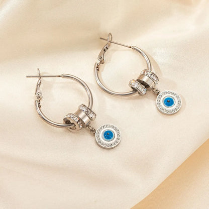 1 Pair Simple Style Devil'S Eye Plating 304 Stainless Steel Earrings