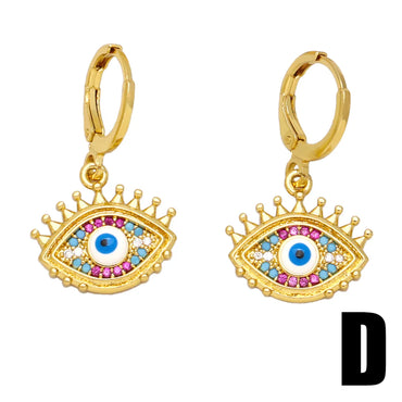 1 Pair Simple Style Devil's Eye Plating Inlay Copper Zircon 18k Gold Plated Drop Earrings