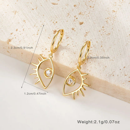 1 Pair Simple Style Devil's Eye Plating Inlay Sterling Silver Zircon 18K Gold Plated White Gold Plated Drop Earrings