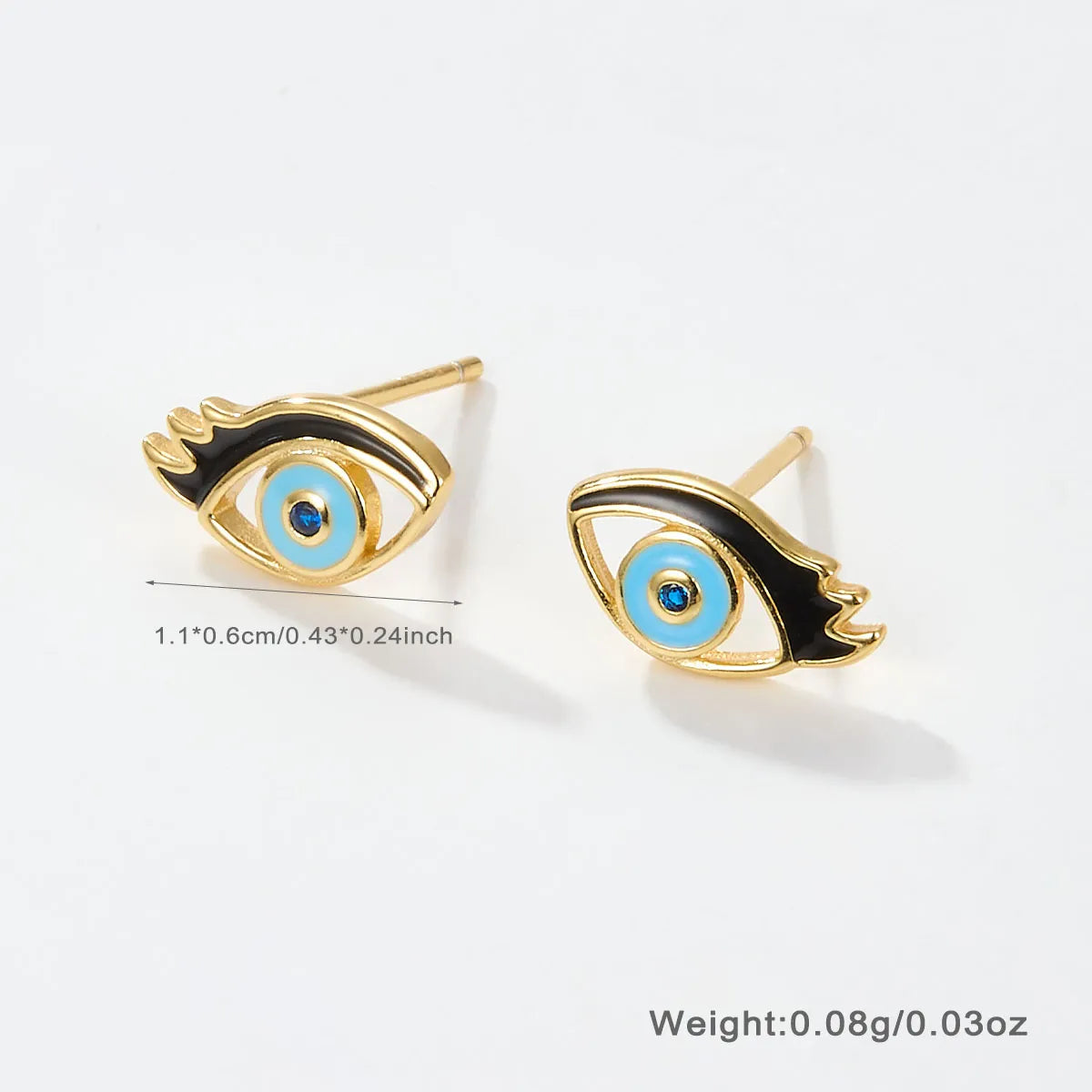 1 Pair Simple Style Devil's Eye Plating Inlay Sterling Silver Zircon 18k Gold Plated White Gold Plated Ear Studs