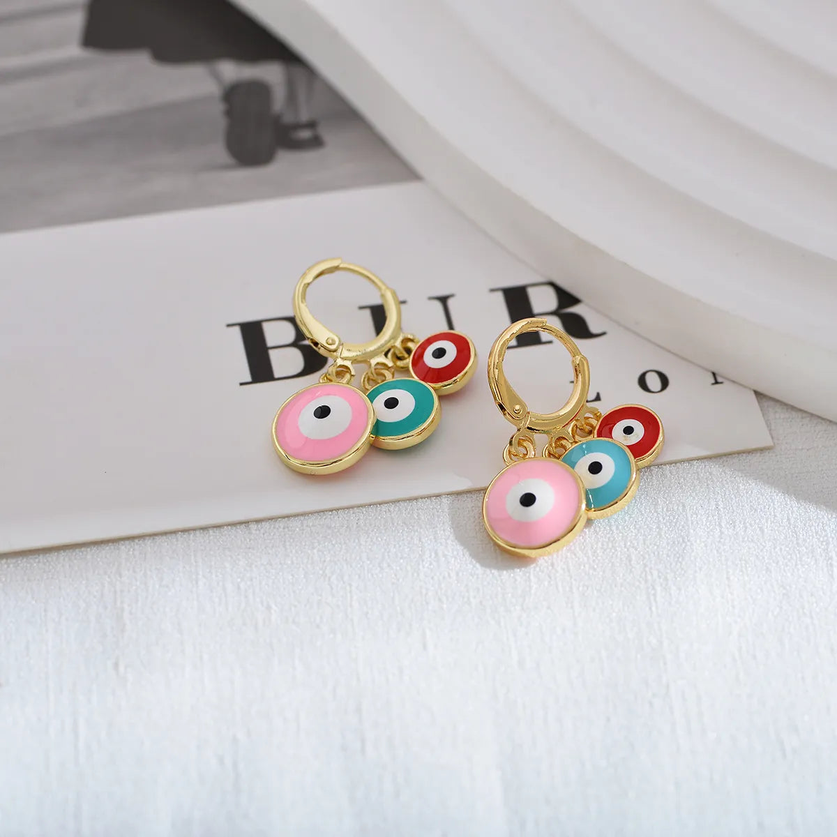 1 Pair Simple Style Devil's Eye Printing Stainless Steel Drop Earrings