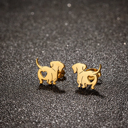 1 Pair Simple Style Dog Plating Stainless Steel 18k Gold Plated Ear Studs