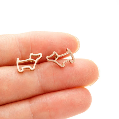 1 Pair Simple Style Dog Plating 304 Stainless Steel 18K Gold Plated Ear Studs