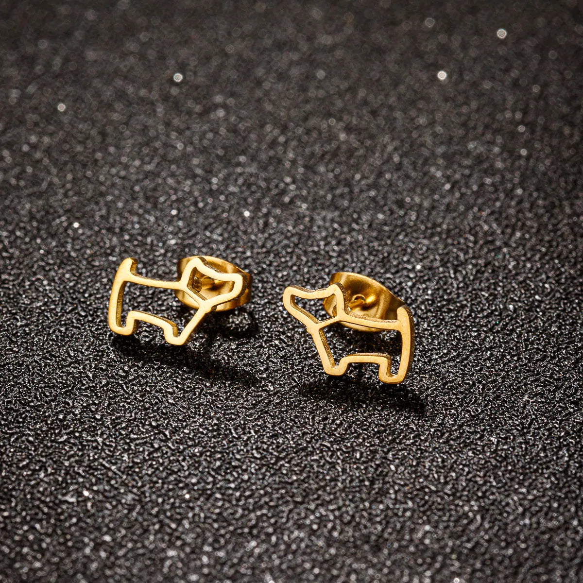 1 Pair Simple Style Dog Plating 304 Stainless Steel 18K Gold Plated Ear Studs