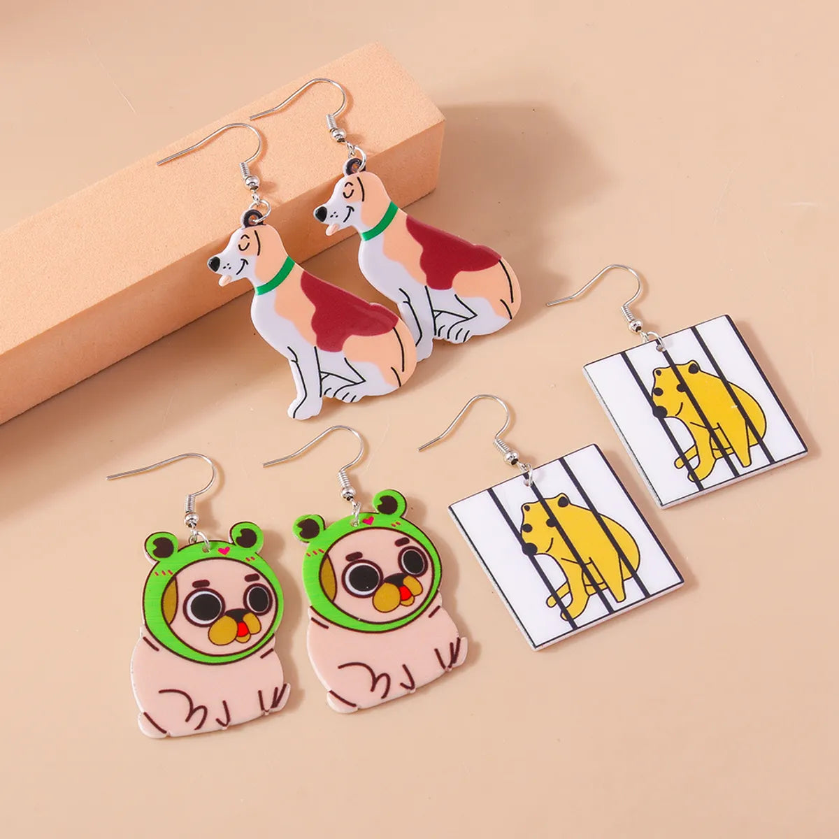 1 Pair Simple Style Dog Printing Zinc Alloy Drop Earrings