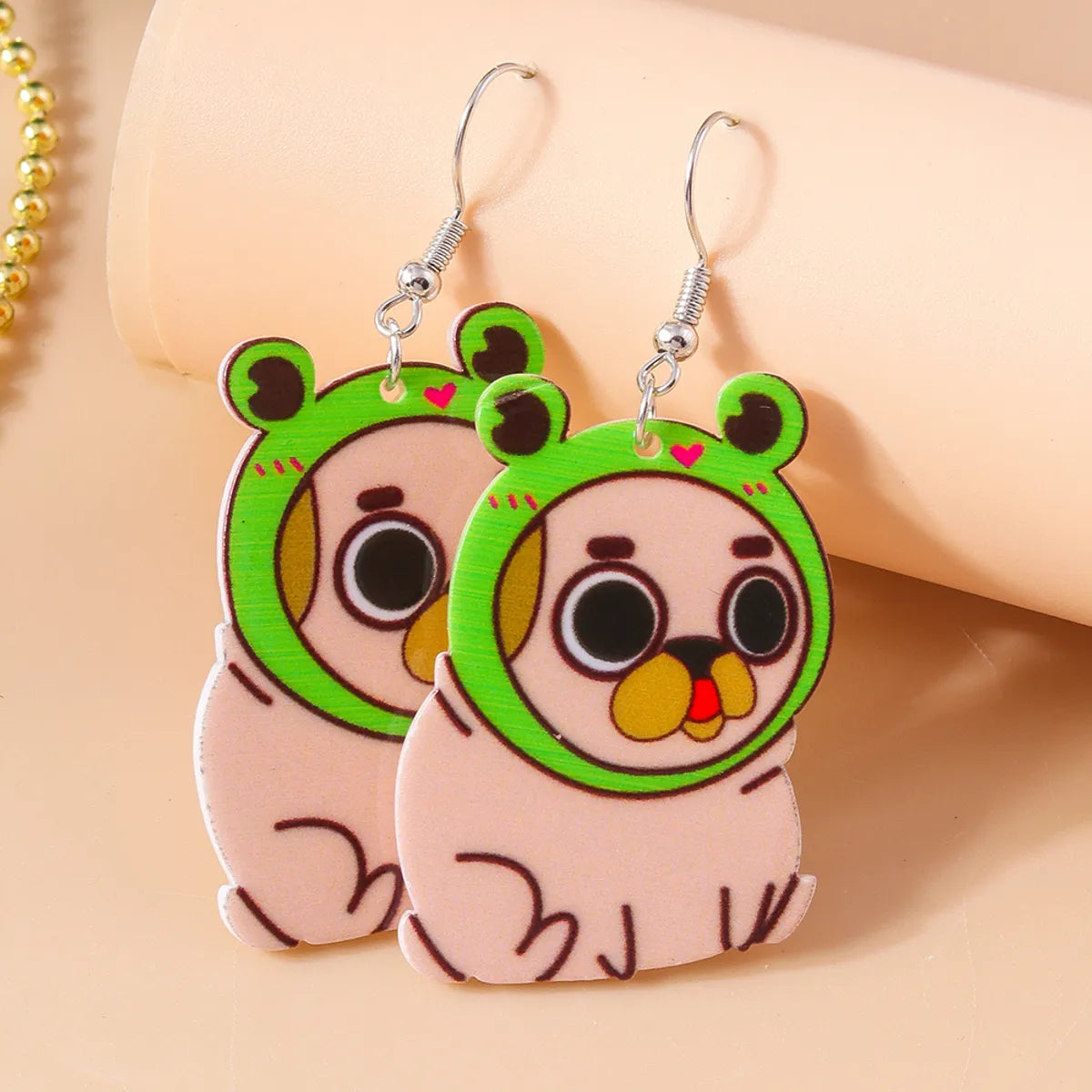 1 Pair Simple Style Dog Printing Zinc Alloy Drop Earrings