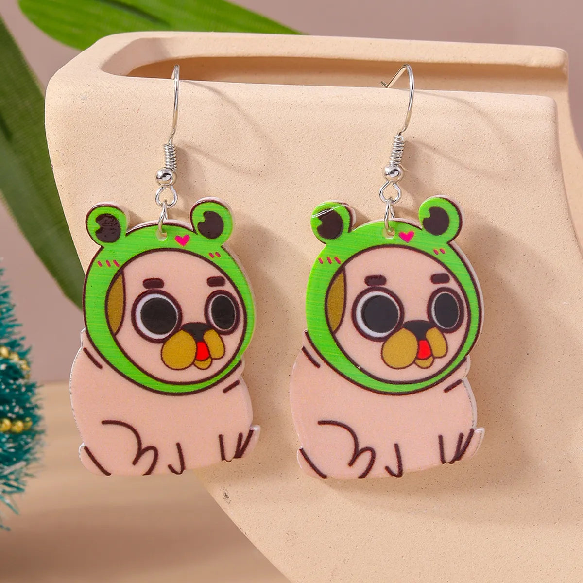 1 Pair Simple Style Dog Printing Zinc Alloy Drop Earrings