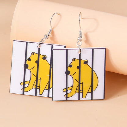 1 Pair Simple Style Dog Printing Zinc Alloy Drop Earrings