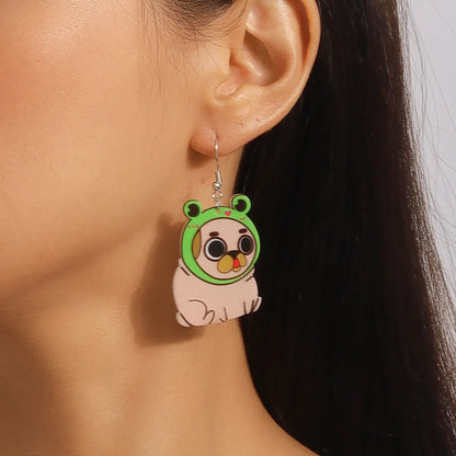 1 Pair Simple Style Dog Printing Zinc Alloy Drop Earrings