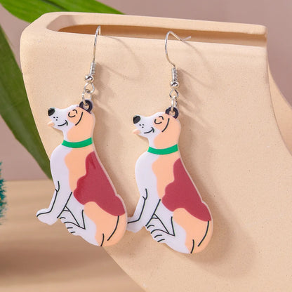 1 Pair Simple Style Dog Printing Zinc Alloy Drop Earrings