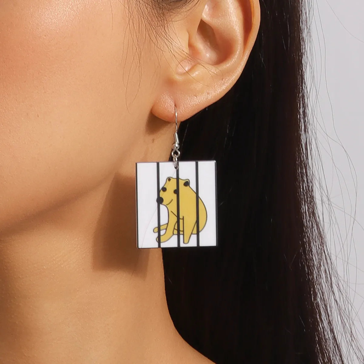 1 Pair Simple Style Dog Printing Zinc Alloy Drop Earrings