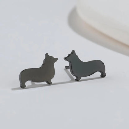 1 Pair Simple Style Dog Plating 304 Stainless Steel 18K Gold Plated Ear Studs