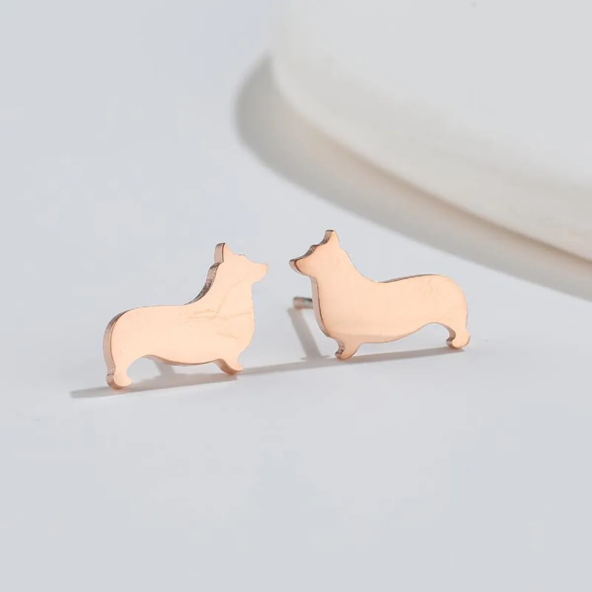 1 Pair Simple Style Dog Plating 304 Stainless Steel 18K Gold Plated Ear Studs