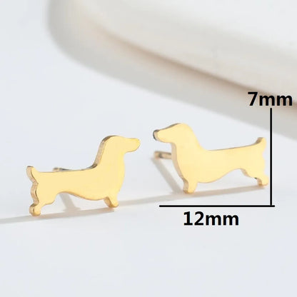 1 Pair Simple Style Dog Plating 304 Stainless Steel 18K Gold Plated Ear Studs