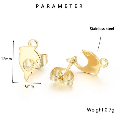 1 Pair Simple Style Dolphin Plating Stainless Steel 18K Gold Plated Ear Studs