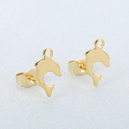 1 Pair Simple Style Dolphin Plating Stainless Steel 18K Gold Plated Ear Studs