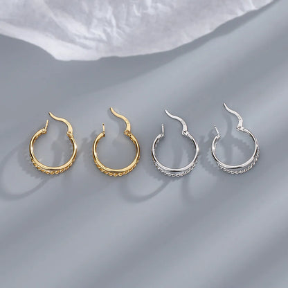 1 Pair Simple Style Double Ring Circle Copper Plating Gold Plated Silver Plated Earrings