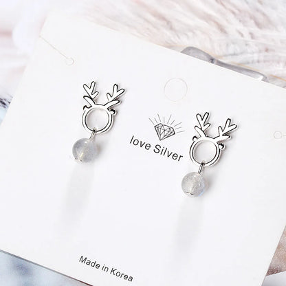 1 Pair Simple Style Elk Plating Inlay Crystal Crystal White Gold Plated Ear Studs