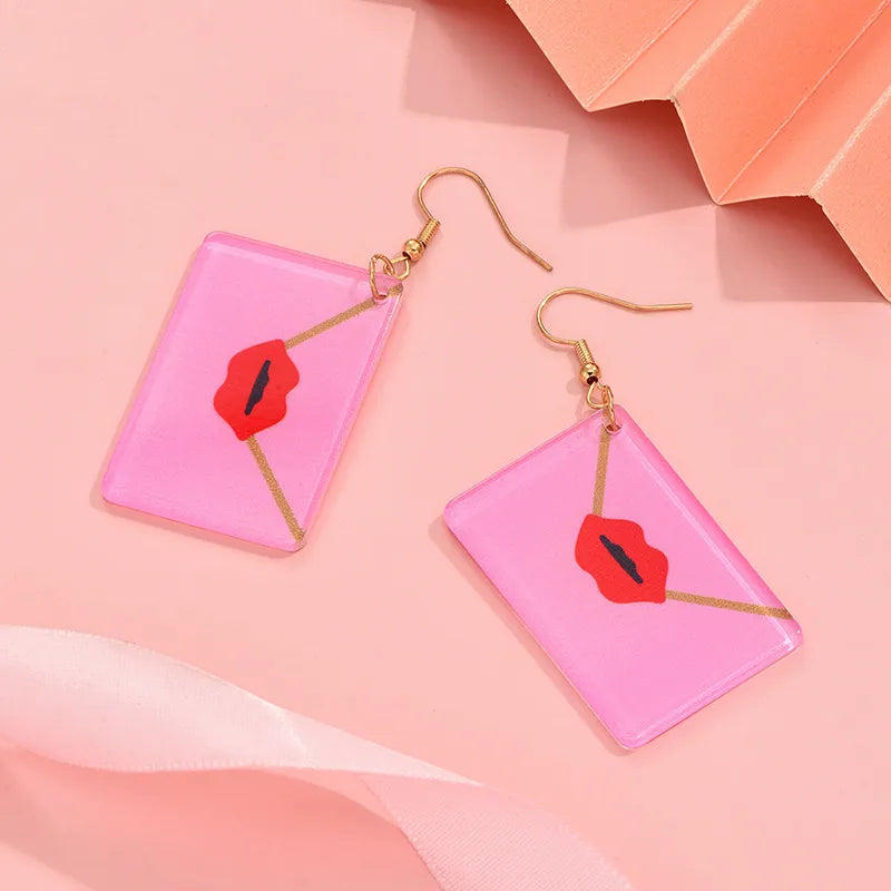 1 Pair Simple Style Envelope Lips Polishing Arylic Drop Earrings