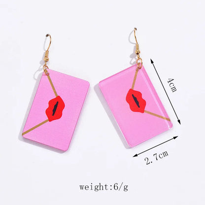 1 Pair Simple Style Envelope Lips Polishing Arylic Drop Earrings