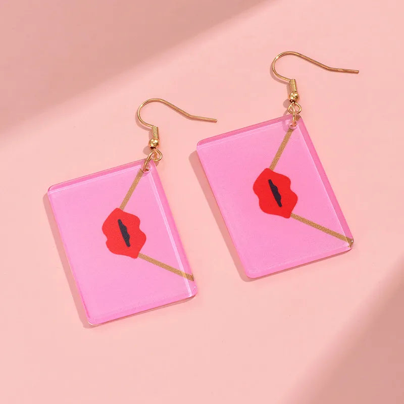 1 Pair Simple Style Envelope Lips Polishing Arylic Drop Earrings