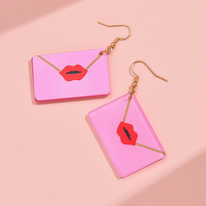 1 Pair Simple Style Envelope Lips Polishing Arylic Drop Earrings