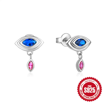 1 Pair Simple Style Eye Plating Sterling Silver Drop Earrings