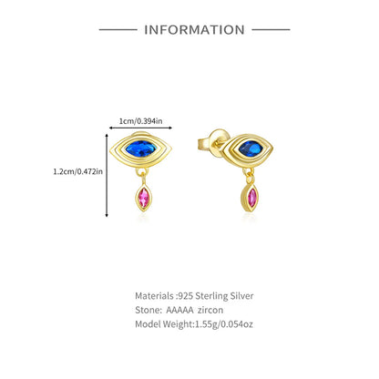 1 Pair Simple Style Eye Plating Sterling Silver Drop Earrings