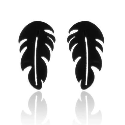 1 Pair Simple Style Feather Plating 201 Stainless Steel 18K Gold Plated Ear Studs