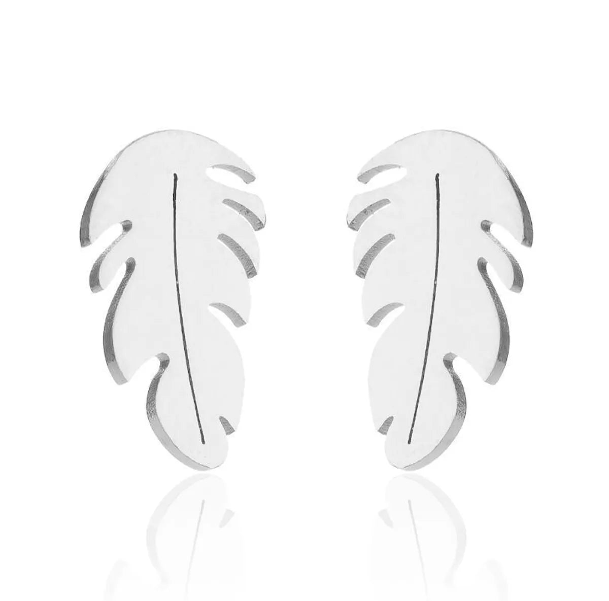 1 Pair Simple Style Feather Plating 201 Stainless Steel 18K Gold Plated Ear Studs