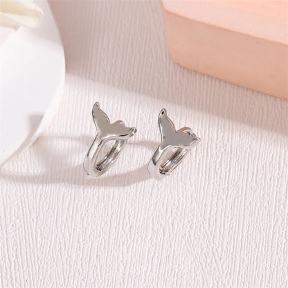 1 Pair Simple Style Fish Tail Brass Rhodium Plated Earrings